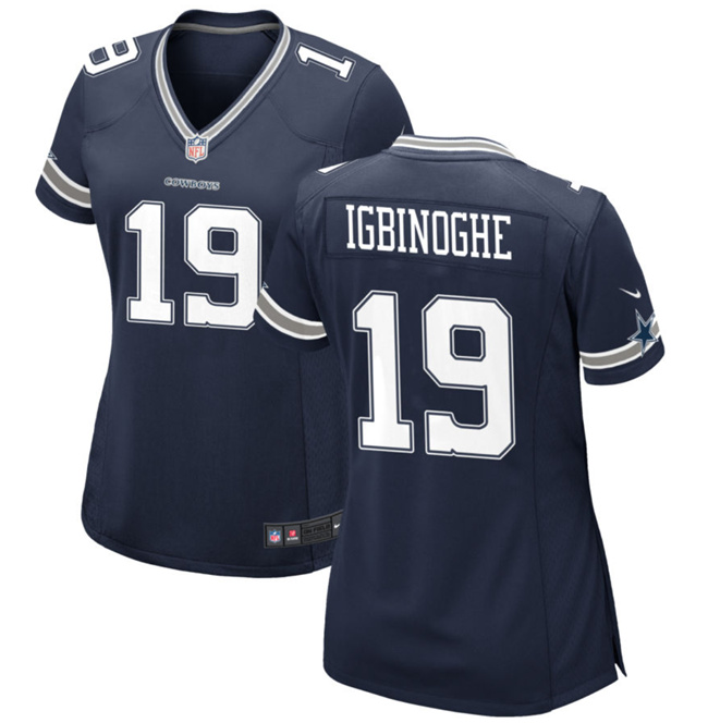 Women's Dallas Cowboys #19 Noah Igbinoghene Navy Stitched Football Jersey(Run Small)